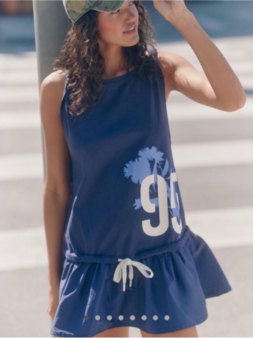 Anthropologie Daily Practice Navy Sleeveless Drawstring Mini Dress NWT.